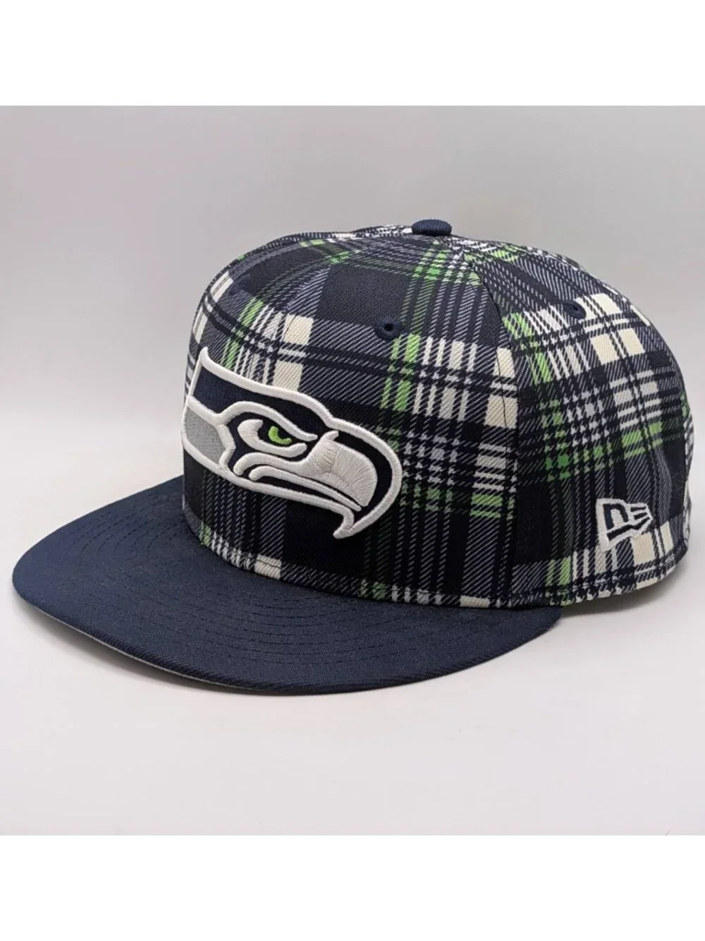 Seattle Seahawks NFL New Era Snapback Plaid Hat Cap Green Blue 9fifty Flat Bill
